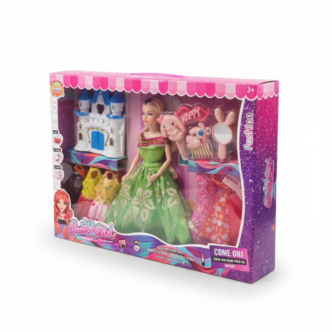 Doll بالملابس+قصر 8823
