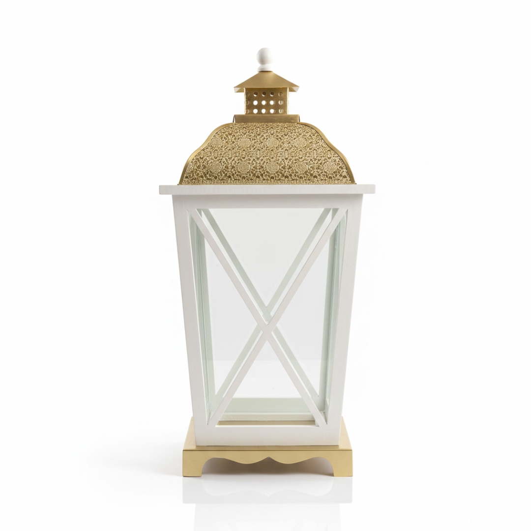 Lantern Wooden White Large